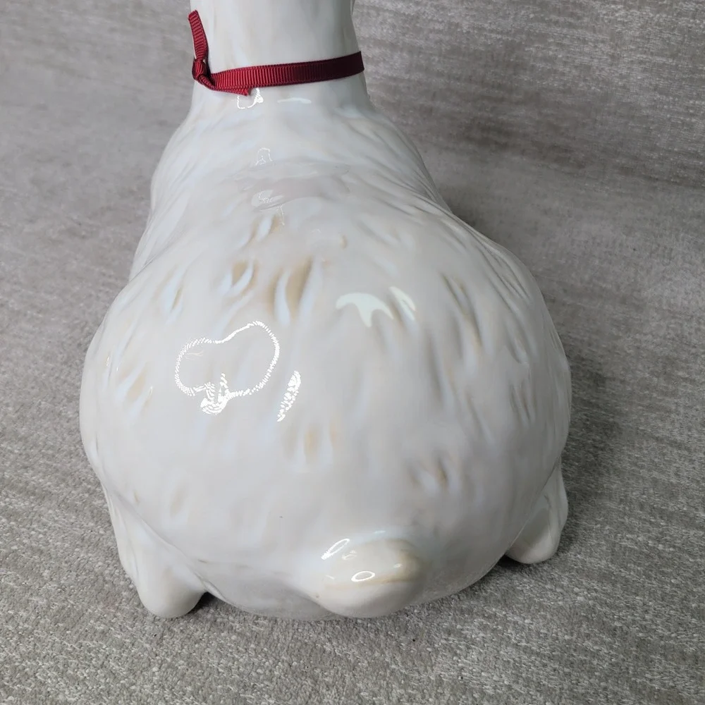 Pottery Barn Ceramic Reindeer White Glazed Christmas Decor Buck Figurine NEW